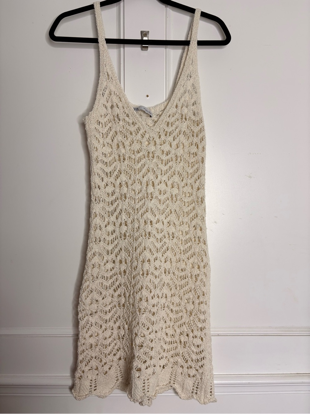 Zara Cream Openwork Knit Slip Top
